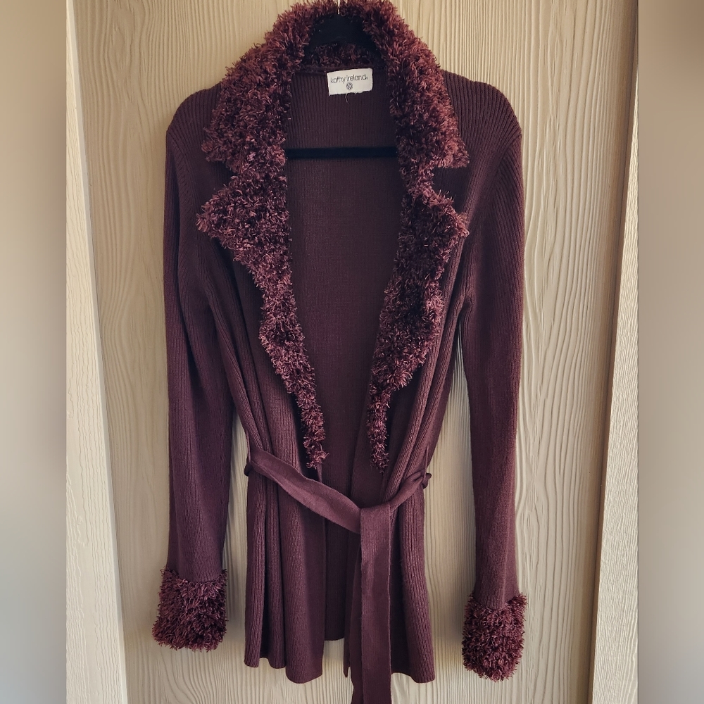 Kathy Ireland Brown Cardi Sweater